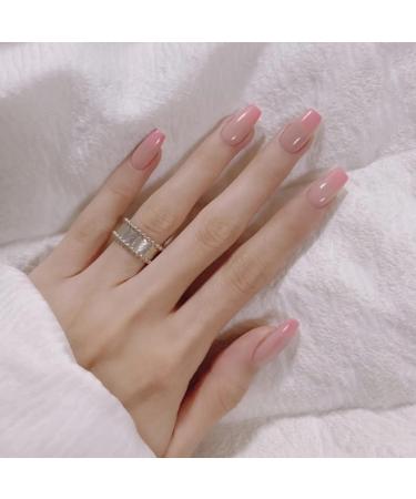 BABALAL 24PCS Gradient Pink Nude Coffin False Nails - Medium Length Press on Nails for Women and Girls - Buy Online on GoSupps.com