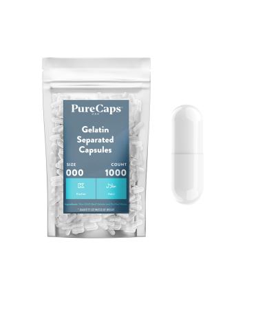 Purecaps USA - Size 000 Empty White Gelatin Pill Capsules - Fast Dissolving and Easily Digestible - Preservative Free with Natural Ingredients - (1 000 Separated Capsules)