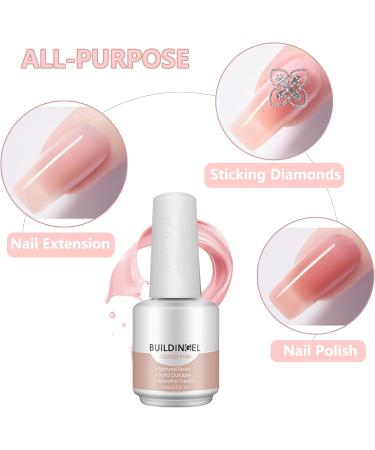 HERBENJOY Builder Gels 5 In 1 Nail Extension Gel 15ml Pink Strengthening Gel Base Gel Color Gel Nail Polish Foundation Gel Rhinestones Glue Gel For Nail Art (03 Nude) - Buy Online on GoSupps.com