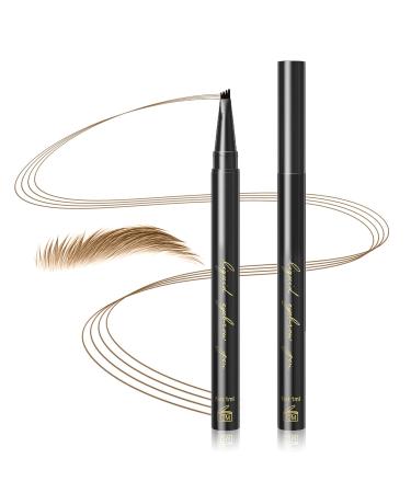 Eyebrow Pencil For Eye Makeup - Microblading Waterproof Eyebrow Pen  Liquid Brow Pencil With 4 Micro-Fork Tip  Long-Lasting Smudgeproof Create Natural Eyebrow Hair Stays on All Day (Light Brown)