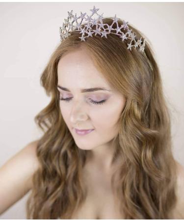 NSLS Bling Rhinestone Star Crown Headband for Women, Teens, Girls - Silver Star Tiara Bridal Hair Accessory - Buy Online on GoSupps.com