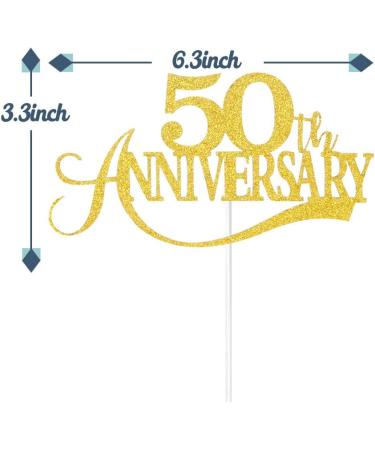 Tenhaisi Glittery Gold Happy 50th Anniversary Cake Topper Hello 50 Wedding Party Decorations Cheers to 50 Anniversary Birthday Party Supplies - Buy Online on GoSupps.com