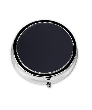 Solid Color Black Portable Metal Pill Box Round Mini 3-Compartment Plastic Insert hinged Fastening Design Suitable for Small Pills Must-Have for Travel
