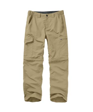 Mens Hiking Pants Convertible Zip Off Lightweight Quick Dry Fishing Safari Camping Travel boy Scout Pants Khaki 34