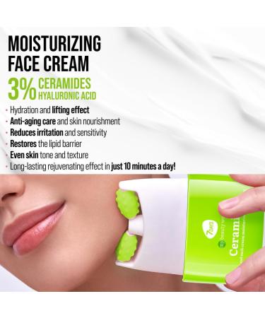  7Days 7Days Korean Skincare Ceramic Face Cream with Hyaluronic Acid Vitamin E and Complex Oils with Moisturizing and Anti-Wrinkle Effect for Men and Women with 3D Massage Roller 40ml - Buy Online on GoSupps.com