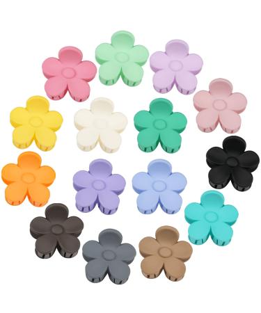 15 PCS Small Hair Claw Clips Cute Flower Hair Clips   1.49 Inch Jaw Clips for Women Girls Thin/Medium/Thick Hair  15 Colors Nonslip Strong Hold Hair Clamps Catch Barrettes Hair Accessories