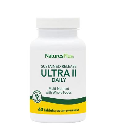 NaturesPlus Ultra II Multivitamin Sustained Release - 60 Vegetarian Tablets - Daily Whole Food Vitamin & Mineral Supplement for Overall Health - Natural Energy Booster - 60 Servings
