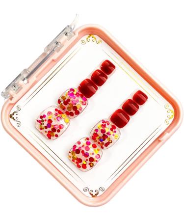 AJTUTUS French Tips Press on Toenails Fashionable Short Square Toe Stick on Colorful False Toe s for Women and Girls - Buy Online on GoSupps.com