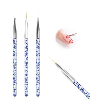 3 pieces acrylic nail brushes nail art liner brush blue professional detail brush set uv gel and acrylic fingernails nailart manicure nail accessories brush manicure salon tools