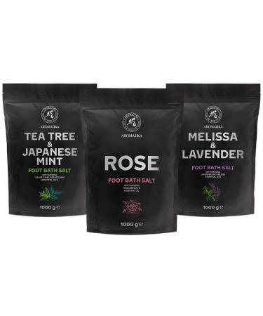 Sel de Bain pour Pieds aux Huiles de Lavande et M lisse -Th la Menthe Poivr e - Rose 3x1000g - Bain pour Pieds au Sel de Mer Naturel - Trempage pour Pieds - P diluve Bain de Pieds - Aromath rapie