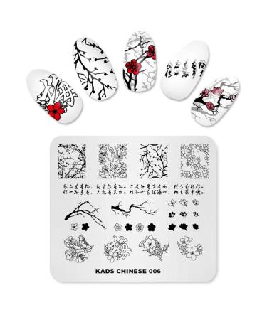 Alexnailart Nail Art Stamp Stamping Templates Stamper Manicure Plates Plum Flowers Chinese Style Nail Template (CN006)