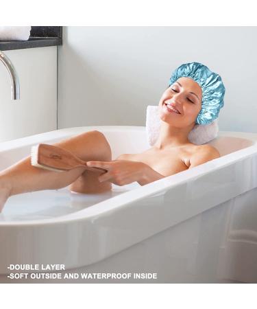 Smilco Reusable Waterproof Shower Caps for Women - 2 Pack EVA Hair Caps with Double Waterproof Layers for Hair Protection in Purple and Blue - Buy Online on GoSupps.com
