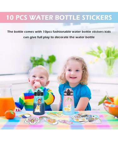 GOPLUS Kids Insulated Water Bottle 12 oz | BPA-Free Stainless Steel Cup with Leakproof Lid & Straw | Ideal for Toddler Girls & Boys | Includes 10 Stickers | Pink/Blue - Buy Online on GoSupps.com