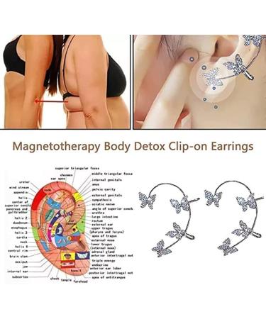 Beautification Magnetotherapy Body Detox Butterfly Earrings Non Piercing Magnetic Acupressure Slimming Earrings Butterfly Ear Cuffs Non Pierced Acupressure Slimm_ing Earrings for Women (2pcs-silver) - Buy Online on GoSupps.com