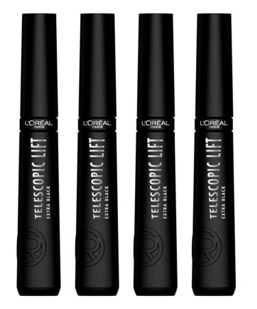 L'Oreal Paris L'Or al Paris Telescopic Lift Mascara 36 Hour Volumising Curled Lash Effect Lump-free Formula with Ceramic Extra Black Colour - 4 Cosmetics