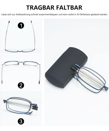 LANOMI Folding Reading Glasses - Mini Metal Blue Light Filter for Women & Men Compact with Case 1.75 Diopters - Red - Buy Online on GoSupps.com