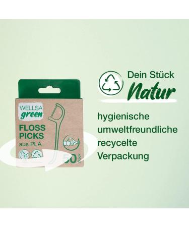 Buy Wellsamed Wellsagreen 50 Organic Floss Picks - Sustainable Dental Floss Sticks Made of PLA for Eco-Friendly Oral Care - Buy Online on GoSupps.com