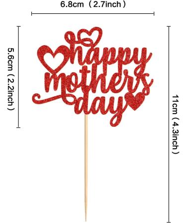 Keaziu 24 Pack Happy Mothers Day Cupcake Toppers Flower Best Mom Cupcake Picks Mom's Theme Happy Mother's Day Women Birthday Party Cake Decorations Supplies Red Red 2024 - Buy Online on GoSupps.com
