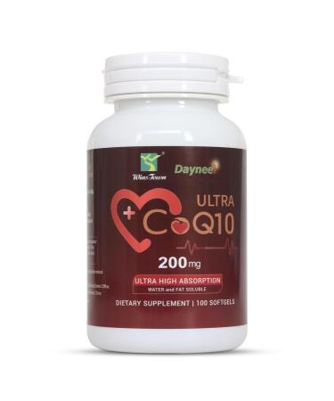 Wins Town CoQ10 Softgels 200mg, Ultra High Absorption Ubiquinol for Energy, Heart & Cellular Health, Antioxidant Supplement, 100 Capsules