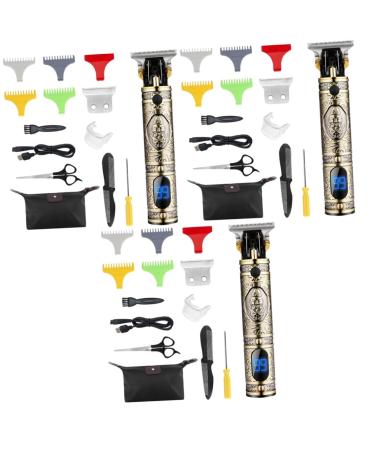 minkissy 3 Sets Mustache Trimmer Mens Beard Trimmer Edgers Clippers for Men Professional Hair Trimmer Hair Trimmer for Men Hair Clippers Cordless Digital Display Stainless Steel T9