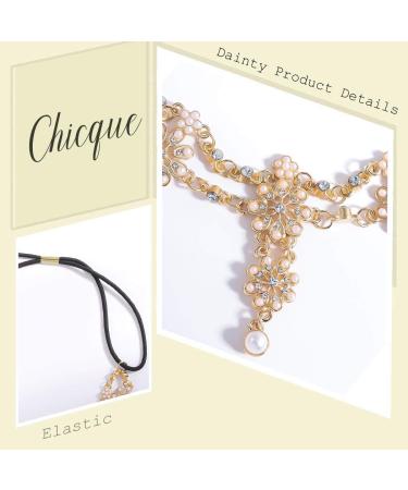 Rhinestone Head Chain Jewelry Gold Headpiece for Women - Perfect for Parties and Weddings - Buy Online on GoSupps.com