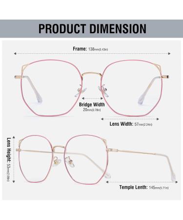 Duco Cat Eye Blue Light Filter Glasses for Women - UV Protection Computer & Phone Glasses in Pink - Buy Online on GoSupps.com