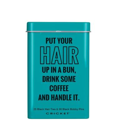 Cricket Handle It Tin Bobby Pins & Hair Ties Set - Non Metal, 55 PC, Black & Blue - Perfect for Home, Salon, Barbershops - Buy Online on GoSupps.com