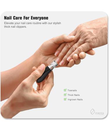 FERYES Thick Nail Clippers with Catcher - Precision Fingernail Cutter for Seniors - Black - Buy Online on GoSupps.com