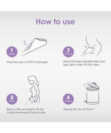 TRIPTIPS Female Urinal Disposable Urination Device for Women - Pack of 12 | Foldable, Waterproof, Stand and Pee Cup for Traveling, Camping - B-Purple Fish - Buy Online on GoSupps.com