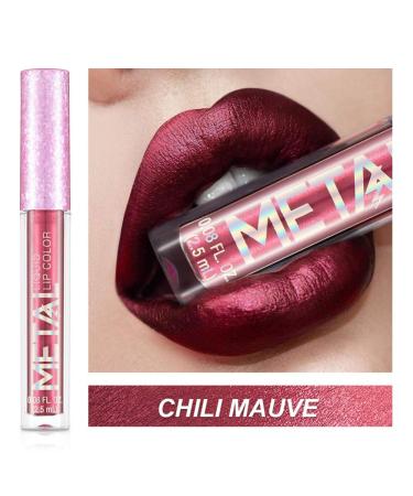 Allbesta Metallic Shimmer Glitter Lipgloss | Waterproof Liquid Lipstick - Long-lasting Chili Mauve | Shop Internationally - Buy Online on GoSupps.com