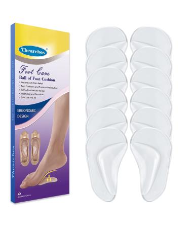 Gel Arch Support Pads Plantar Fasciitis Shoe Inserts Insole 6 Pairs Adhesive High Arch Pad Flat Feet Shoe Inserts Arch Cushions for Relieve Pressure and Foot Pain One Size Unisex (Clear) 6 Clear