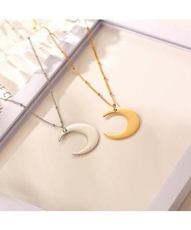 Oralgo Moon Pendant Necklace - Stainless Steel Ayatul Kursi Crescent Choker | Unique Islamic Jewelry Gift - Buy Online on GoSupps.com