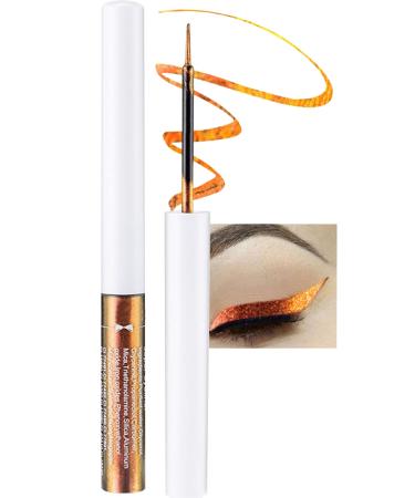 Chameleon Liquid Eyeliner Brown Gold Metallic Satin High-Pigmented Colored Multi-Reflective Finish Glitter Eye Liner Eye Shadow Pen Smudge-proof Longwear Ultra-Fine Tip Eyeliner for Women Girl Makeup-03 03#