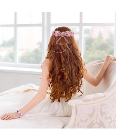 White Flower Wreath & Bracelet Set - Adjustable Hair Garland for Weddings Bridesmaids & Children - Buy Online on GoSupps.com
