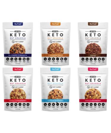NuTrail - Keto Nut Granola Healthy Breakfast Cereal - Low Carb Snacks & Food - 2-3g Net Carbs - Almonds, Pecans, Coconut and more (11 oz) (Variety Pack) 11 Ounce (Pack of 6)