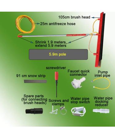 7M/5.9M Water Fed Telescopic Brush Window Cleaning Pole Photovoltaic Panel Cleaning Tool Caravan Washing Truck Campers and Buses 9M Pole 105Cm Brush Head - Buy Online on GoSupps.com