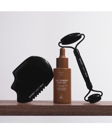 SWEET JULY SKIN Gua Sha & Roller Set | Black Obsidian Face Roller & Sculpting Tool for Depuffing & Lifting | Premium Facial Care - Buy Online on GoSupps.com