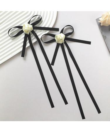 amangul Bow Hair Clips with Long Tail wknot Barrettes Black Hair Clips Korean Style Hair ws Ponytail Clips for Women Girl - Buy Online on GoSupps.com