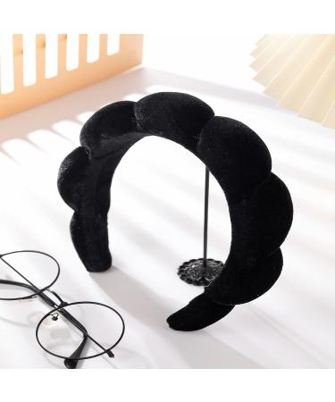 TNZLTDW Black Headband for Women with 4 Powder Puffs - Spa Headband for Skincare and Makeup | Non-Slip Skin Care Tool - Buy Online on GoSupps.com
