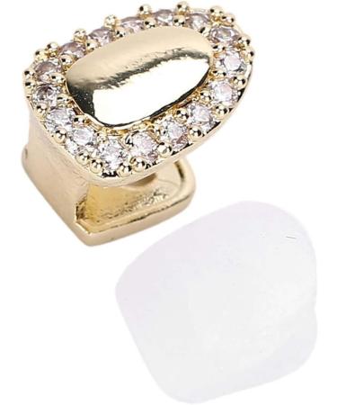 Shiny Hip-Hop Grill Cap - Single Tooth Decoration for Halloween & Shows | Diamond Gold Color Platter - Buy Online on GoSupps.com