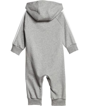adidas Unisex Essentials 3-Stripes French Terry Bodysuit | Kids Overall 9-12 Months | Medium Grey Heather/White - Buy Online on GoSupps.com
