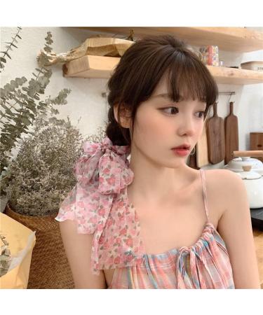 2PCS Floral Hair Scarf with Ribbon Bow for Women and Girls - Silk Long Tails Scrunchy Elastics Ponytail Holder - Buy Online on GoSupps.com