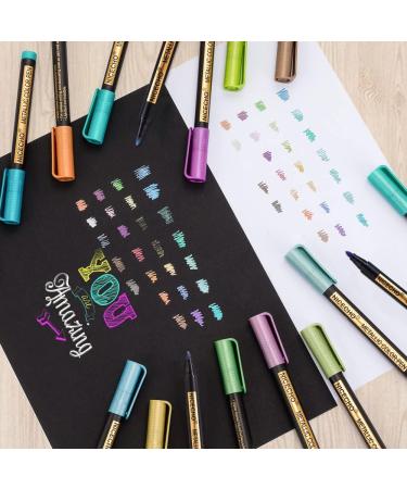 26 Colors Medium Tip Metallic Paint Pens - Ideal for Easter Egg Art, Rock Painting, Card Making, Scrapbook Crafts, DIY Photo Album on Black Paper - Buy Online on GoSupps.com