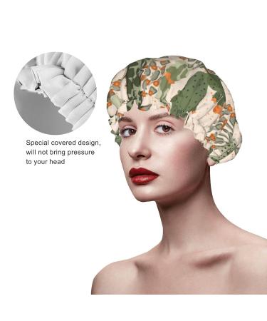Green Cactus Printed Shower Cap - Waterproof & Adjustable Bath Cap for All Hair Types - Buy Online on GoSupps.com