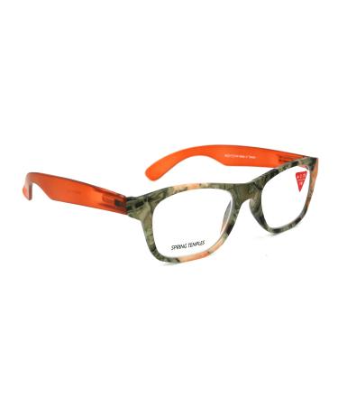 The Forester Premium Reading Glasses High-End Reader +1.25...+3 magnifying Square Style Orange Camouflage optical Frame +1.50