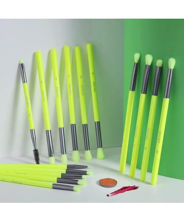 Docolor Eye Makeup Brushes Set - 15pcs Professional Brushes for Eyeshadow, Concealer, Eyebrow, Eyelash, and Eye Liners - Neon Green - Buy Online on GoSupps.com