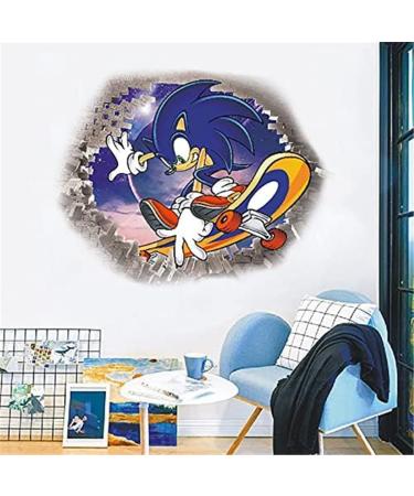 Cartoon Anime Hedgehog Speed Scooter 3D Wall Decals - Fun Wall Decor for Bedrooms and Living Room - Buy Online on GoSupps.com