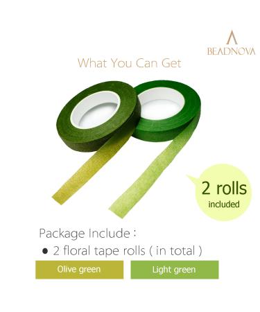 BEADNOVA Floral Tape 1/2in Stem Wrap Craft - Light & Olive Green Mix (60yards) for Bouquets & Arrangements - Buy Online on GoSupps.com