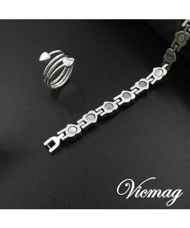 Vicmag Women's Titanium Steel Magnetic Bracelet - Ultra Strength with Purple Heart Crystal & Removal Tool | Perfect Gift - Buy Online on GoSupps.com