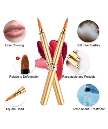 Androxeda Lip Brush - Portable Lip Applicator with Cap | Professional Makeup Tool for Lipstick & Lip Gloss | Natural Synthetic Bristles | Available in Blue Pink Gold Purple - Buy Online on GoSupps.com